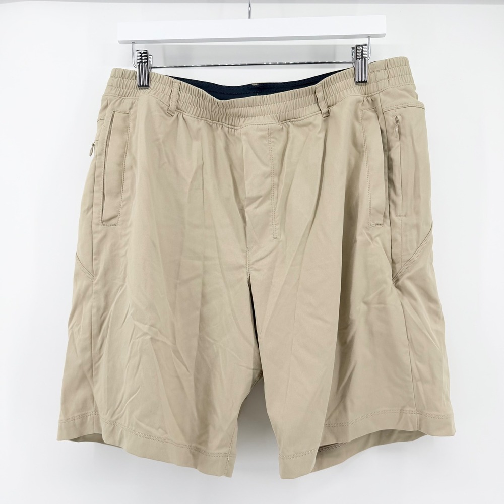 Birddogs XXL Long 8.5" Tan Gym Shorts Athletic Running Performance Lined